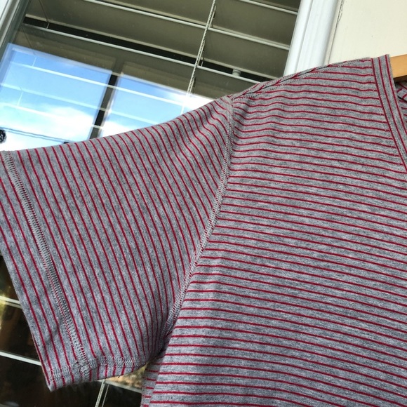 LULULEMON Men's Striped V Neck Short Sleeve Shirt Small? - Picture 3 of 5